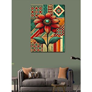 Kanvas Tablo Retro Çiçek Motifi 100x140 cm