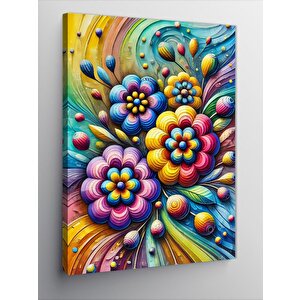 Kanvas Tablo Canlı Çiçek Motifleri 50x70 cm