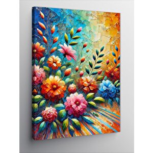Kanvas Tablo Renkli Çiçek Deseni 70x100 cm