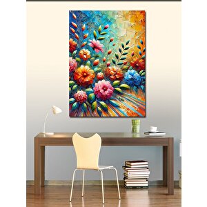 Kanvas Tablo Renkli Çiçek Deseni 70x100 cm