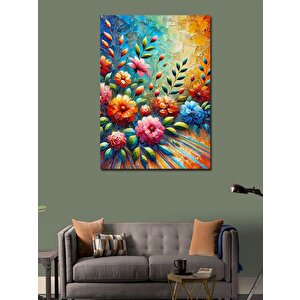 Kanvas Tablo Renkli Çiçek Deseni 100x140 cm