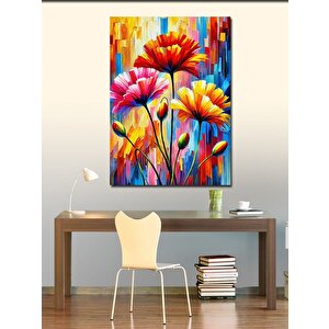 Kanvas Tablo Renkli Çiçek Deseni 70x100 cm