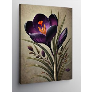 Kanvas Tablo Mor Çiçek Detayı 70x100 cm