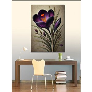 Kanvas Tablo Mor Çiçek Detayı 70x100 cm