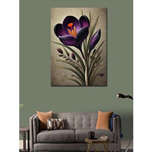 Kanvas Tablo Mor Çiçek Detayı 70x100 cm