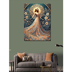 Kanvas Tablo Çiçek Elbiseli Kadın 100x140 cm