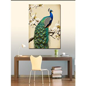 Kanvas Tablo Çiçek Dalında Tavuskuşu 100x140 cm