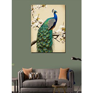 Kanvas Tablo Çiçek Dalında Tavuskuşu 100x140 cm