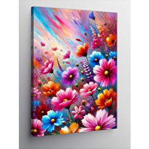 Kanvas Tablo Renkli Çiçek Deseni 100x140 cm