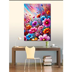 Kanvas Tablo Renkli Çiçek Deseni 100x140 cm