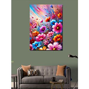 Kanvas Tablo Renkli Çiçek Deseni 100x140 cm