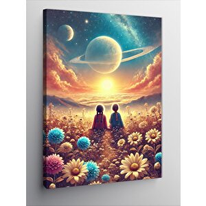 Kanvas Tablo Çiçek Tarlasındaki Çift 70x100 cm