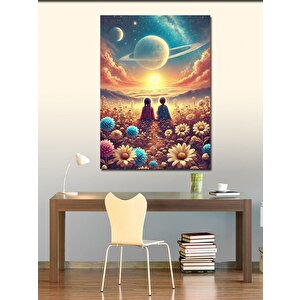 Kanvas Tablo Çiçek Tarlasındaki Çift 70x100 cm