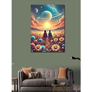 Kanvas Tablo Çiçek Tarlasındaki Çift 70x100 cm