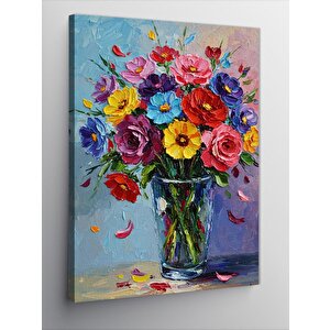 Kanvas Tablo Renkli Çiçek Vazosu 70x100 cm