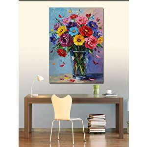 Kanvas Tablo Renkli Çiçek Vazosu 70x100 cm