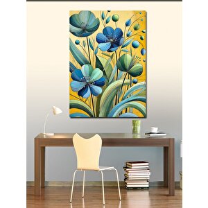 Kanvas Tablo Mavi Çiçek Desenleri 70x100 cm