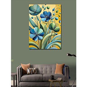 Kanvas Tablo Mavi Çiçek Desenleri 70x100 cm