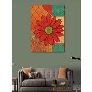Kanvas Tablo Kırmızı Çiçek Deseni 70x100 cm