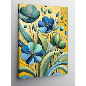 Kanvas Tablo Mavi Çiçek Desenleri 100x140 cm