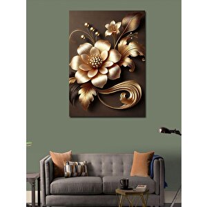 Kanvas Tablo Altın Çiçek Deseni 70x100 cm