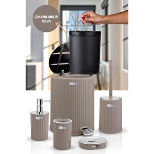 Okyanus Home Coliseum Vizon Kromlu İç Kovalı Pedallı 5'li Banyo Seti