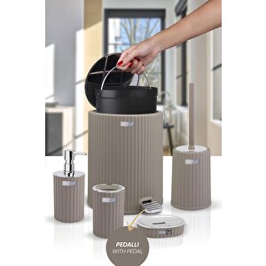 Okyanus Home Coliseum Vizon Kromlu İç Kovalı Pedallı 5'li Banyo Seti