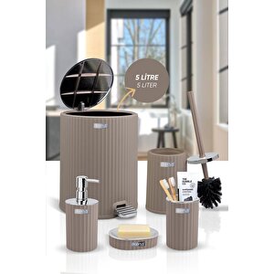 Okyanus Home Coliseum Vizon Kromlu İç Kovalı Pedallı 5'li Banyo Seti