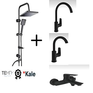 Tandem Banyo+döner Lavabo+mutfak Bataryasi Ve Tema Rain Tetra Tepe Duş Seti̇