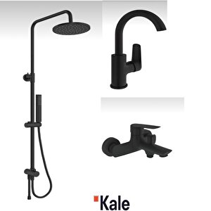 Tandem Banyo Döner Lavabo Ve Rain Mare Mat Si̇yah Duş Bari