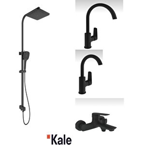 Tandem Banyo+döner Lavabo+mutfak Bataryasi Ve Rain Square Push Button Duş Bari Si̇yah