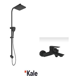 Tandem Banyo Bataryasi Ve Rain Square Push Button Duş Bari Si̇yah