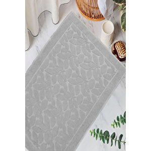 Banyo Ayak Havlusu % 100 Pamuk Desenli 50x70 Cm Soft Gri