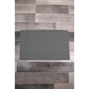 Banyo Ayak Havlusu % 100 Pamuk Desenli 50x70 Cm Soft Antrasit