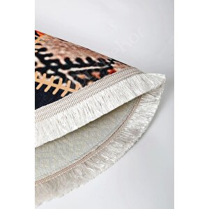 Halı Turuncu Cool K1300 Saçaklı Oval Kesme Ince Yolluk Kilim Salon Halısı Modelleri