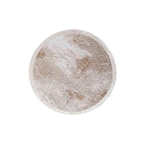 Halı Devetüyü Cool Yıkanabilir Saçaklı Yuvarlak Delüxe Yolluk Kilim Salon Halısı Modeli 160x160 cm