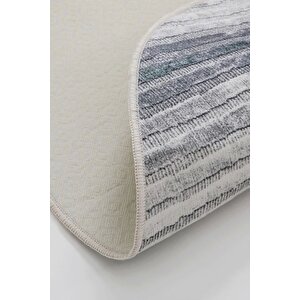 Halı Gri 9026 Cool Yıkanabilir Yuvarlak Kesme Ince Yolluk Kilim Salon Halısı Modelleri 140x140 cm