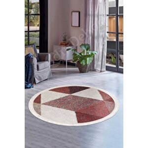 K1270 Multi Saçaklı Dijital Yuvarlak Halı Kaymaz Yıkanabilir Mutfak Antre Salon Halısı 190x190 cm
