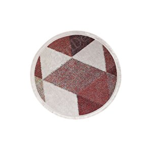 K1270 Multi Saçaklı Dijital Yuvarlak Halı Kaymaz Yıkanabilir Mutfak Antre Salon Halısı 200x200 cm