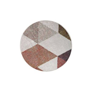 K1270 Multi Saçaksız Dijital Yuvarlak Halı Kaymaz Yıkanabilir Mutfak Antre Salon Halısı 140x140 cm