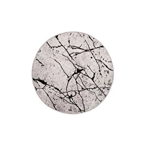 Mermer Gri Yuvarlak Halı Kaymaz Yıkanabilir Antibakteriyel Antistatik 100x100 cm