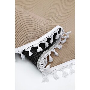 Halı Cool Kahverengi Sahra Desenli Saçaklı Oval Kesme Yolluk Kilim Salon Halısı Modelleri