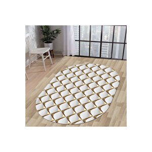 Halı Gold Cool Ky7059 Yıkanabilir Oval Kesme Ince Yolluk Kilim Salon Halısı Modelleri 120x180 cm