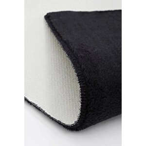 Peluş Halı Siyah Cool Düz Desenli Yıkanabilir Post Yolluk Kilim Salon Halısı Modelleri 80x150 cm