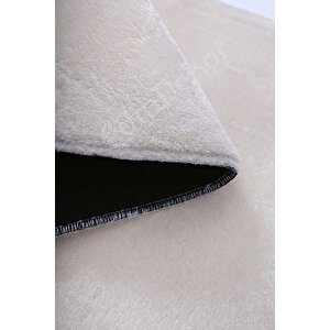 Peluş Halı Krem Cool Yıkanabilir Oval Post Kesme Yolluk Kilim Salon Halısı Modelleri 160x200 cm