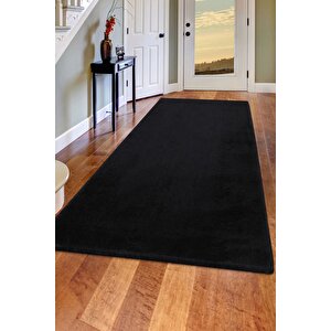 Peluş Halı Siyah Cool Düz Desenli Yıkanabilir Post Yolluk Kilim Salon Halısı Modelleri 80x120 cm