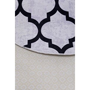 Halı Gri Maça Yıkanabilir Saçaksız Yuvarlak Kesme Ince Yolluk Kilim Salon Halısı Modeli