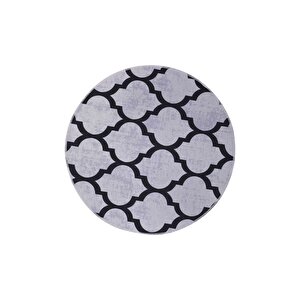 Halı Gri Maça Yıkanabilir Saçaksız Yuvarlak Kesme Ince Yolluk Kilim Salon Halısı Modeli 160x160 cm