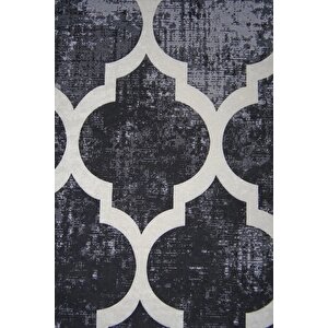 Halı Siyah Maça Yıkanabilir Saçaklı Oval Kesme Ince Yolluk Kilim Salon Halısı Modelleri 80x550 cm
