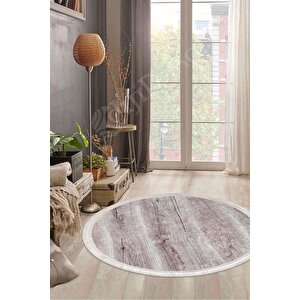 Halı Vizon Cool Ky7055 Saçaklı Yuvarlak Kesme Ince Yolluk Kilim Salon Halısı Modelleri 120x120 cm